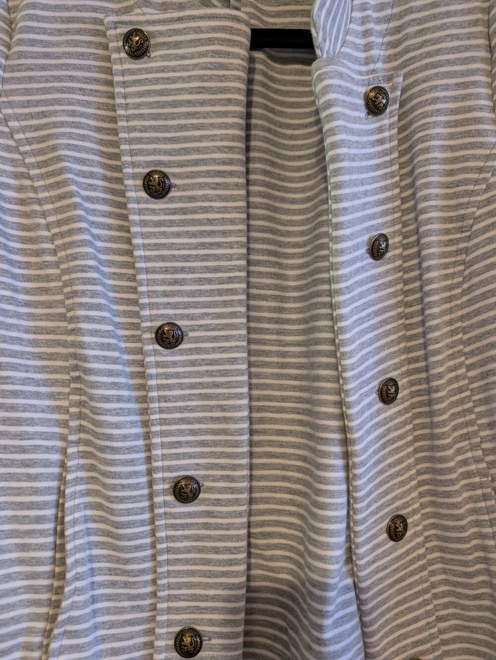 Tommy Hilfiger Gray and White Striped Military-Inspired Blazer - Picture 3 of 4